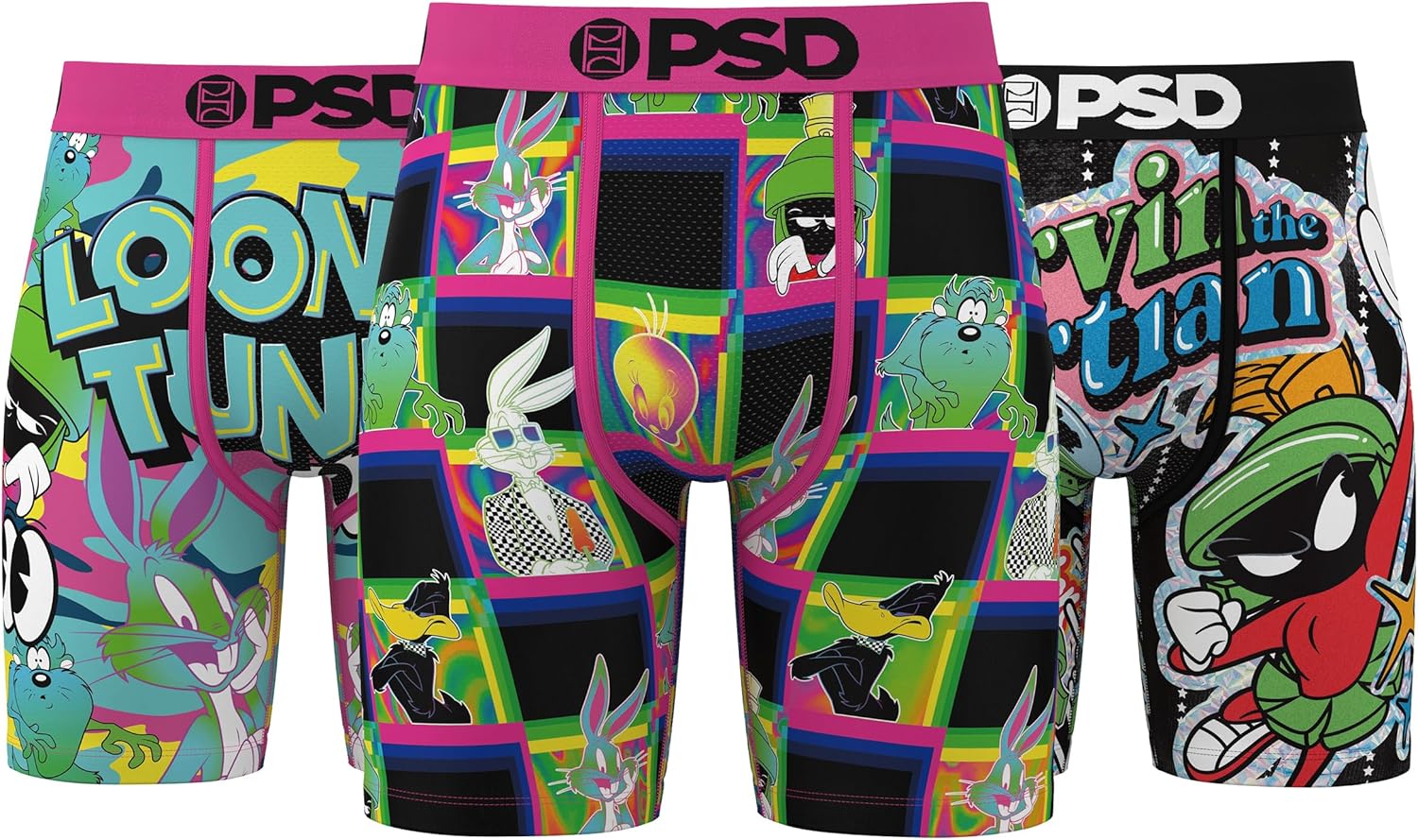 PSD Underwear Mens Boxer Briefs - Looney Tunes, Standard Length Packs and Singles, Soft & Breathable Boxer Briefs for Men