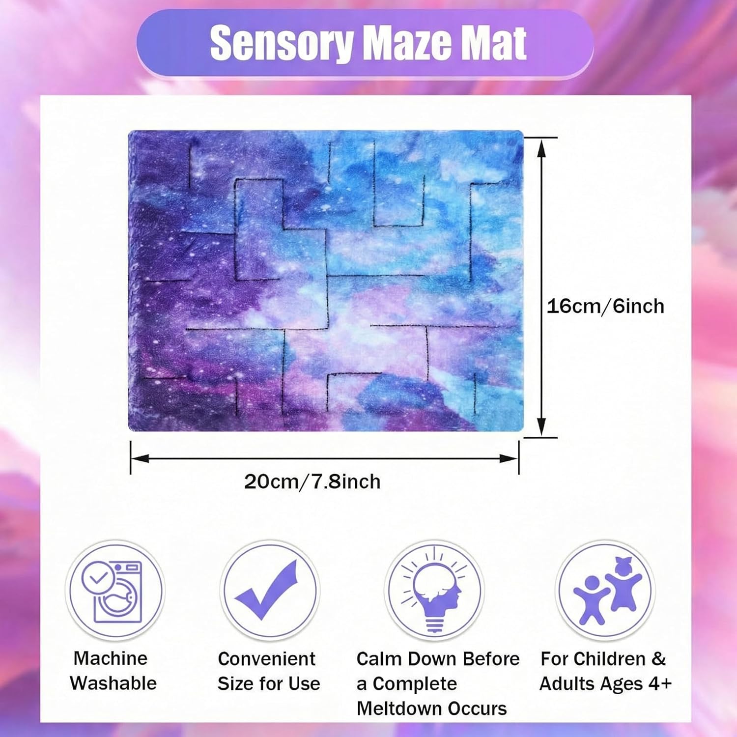 Youyole 9 Pcs Fidget Marble Maze Mat Bulk, Soft Fabric Tactile Sensory Cloth Stress Relief Toys Classroom Calming Corner Reduce Anxiety for Adult Kid Teen School Supplies, 7.8 x 6 Inch(Starry Sky)