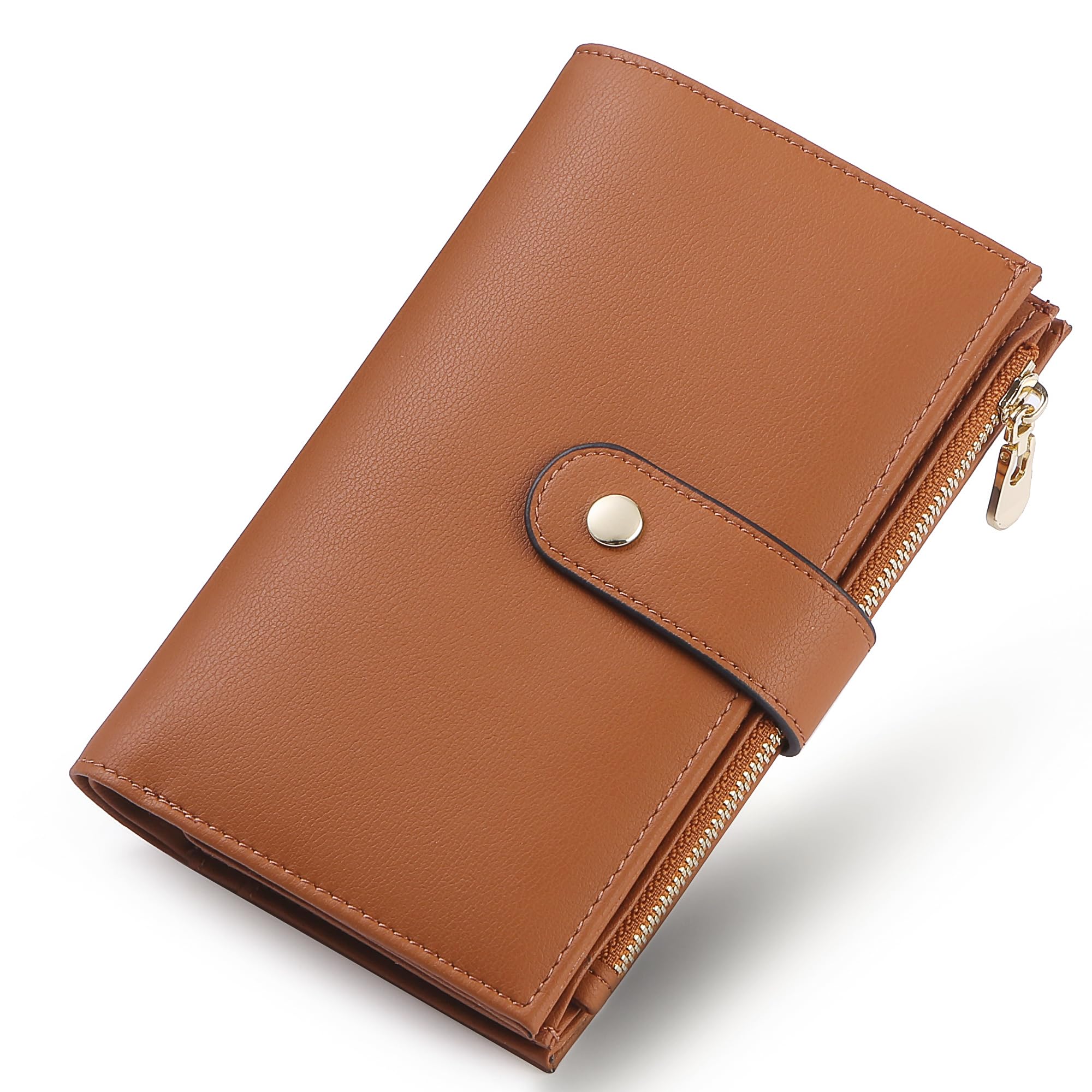 yiijay Wallet Women RFID Blocking Multi Cards Wallet Credit Card Holder for Women Large Capacity Lady Leather Trifold Travel Wallet with Pen Holder