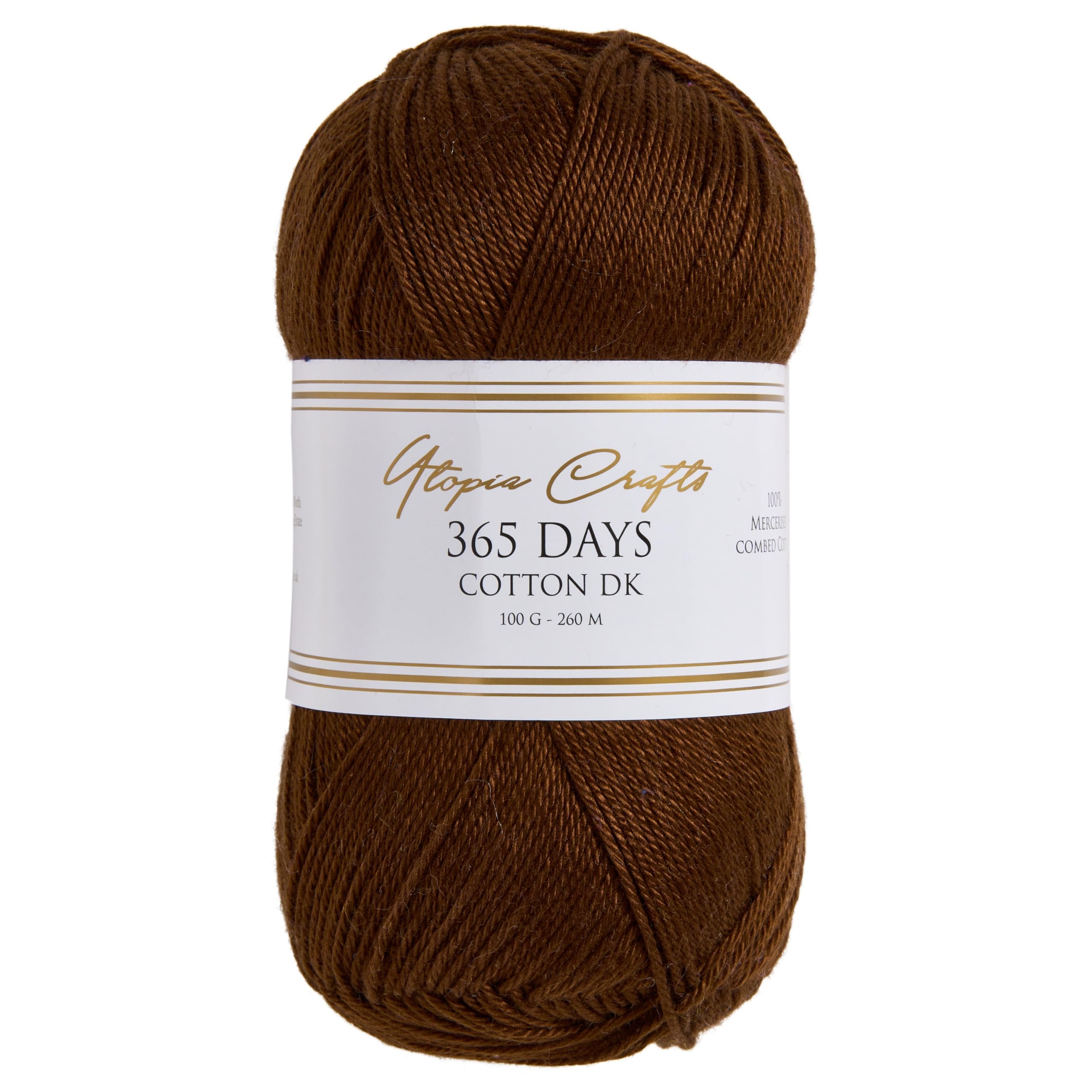 Utopia Crafts 365 Days Mercerised Combed Cotton DK Yarn for Knitting & Crochet 100g (Chocolate Brown) — image 1