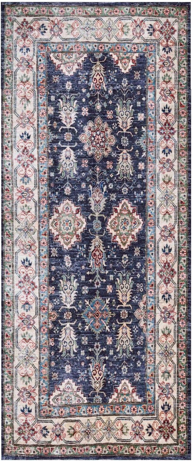 Nourison Home Fulton Navy 1'10" x 5' Area Rug - Easy Clean, Non Shedding, Bed Room, Living Room, Dining Room, Kitchen (5' Runner)