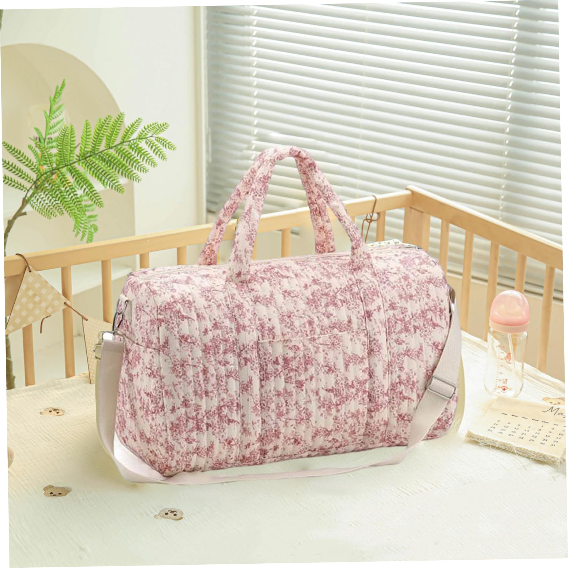 Borsone da viaggio, 18x8.7x11 Borsa da viaggio portatile con motivo floreale morbido con tracolla per viaggi all'aperto Donne Ragazze, Decorazione