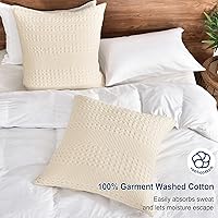 Vista 156 de PHF Fundas de almohada 100% algodón con tejido de gofre de 24 x 24 pulgadas, paquete de 2 fundas cuadradas para decoración elegante del hogar, sin