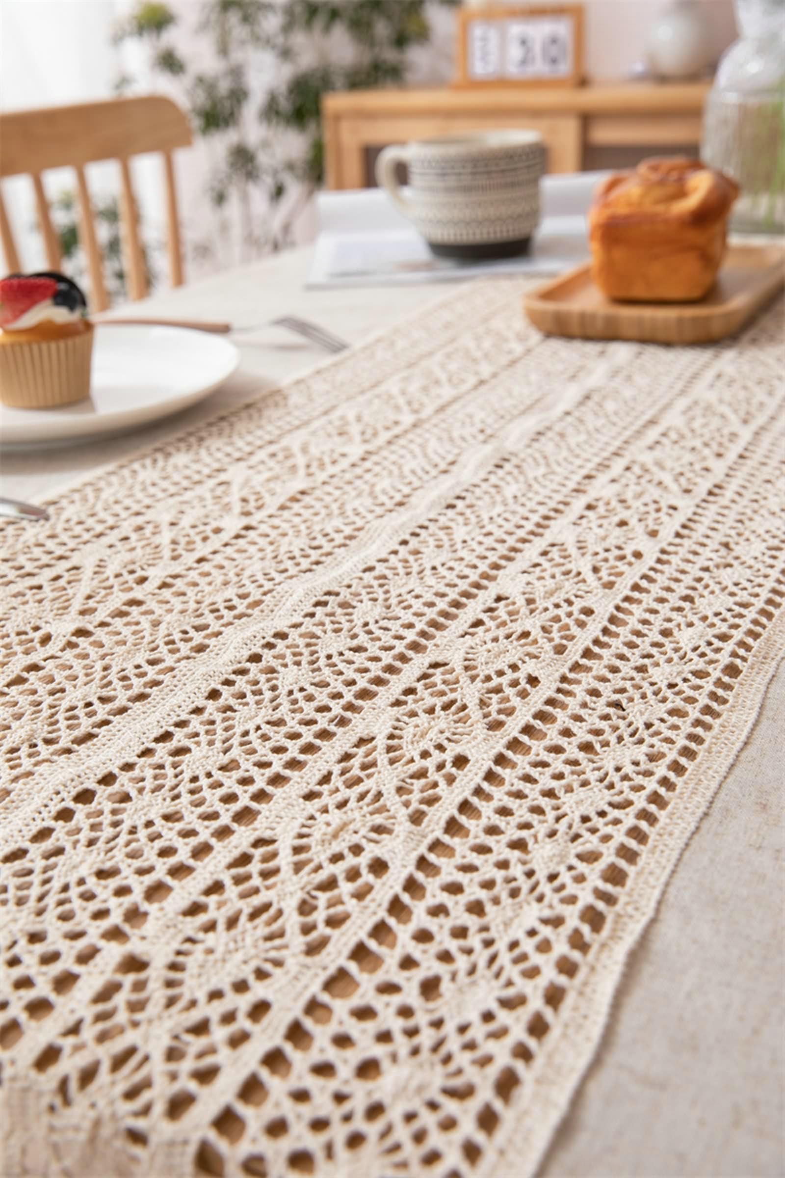 Gualiy Mantel Cocina Rectangular, Poliéster Mantel de Mesa Cocina 140x240CM Mantel Cocina Lavable Hueco con Borlas Mantel para Mesa de Sofa, Beige