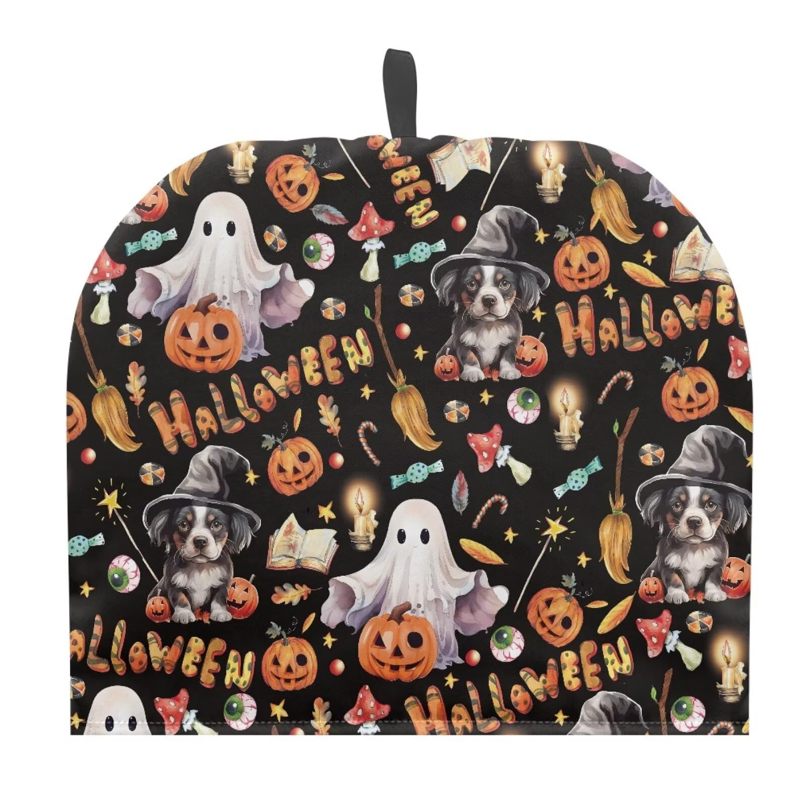 Ghost Pumpkin Halloween Tea Kettle Tea Cozy Teapot Cover Breakfast Coffee Warmer for Home Kitchen Electric Kettle Teapot Cozy Both Sides Can Be Used Black Halloween Decor