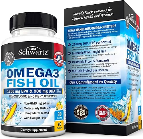 Miniatura 7 de Aceite de pescado Omega 3 EPA y DHA 2250 mg - Suplemento de triple fuerza con sabor a limón sin Burpless - Píldoras de ácidos grasos de apoyo