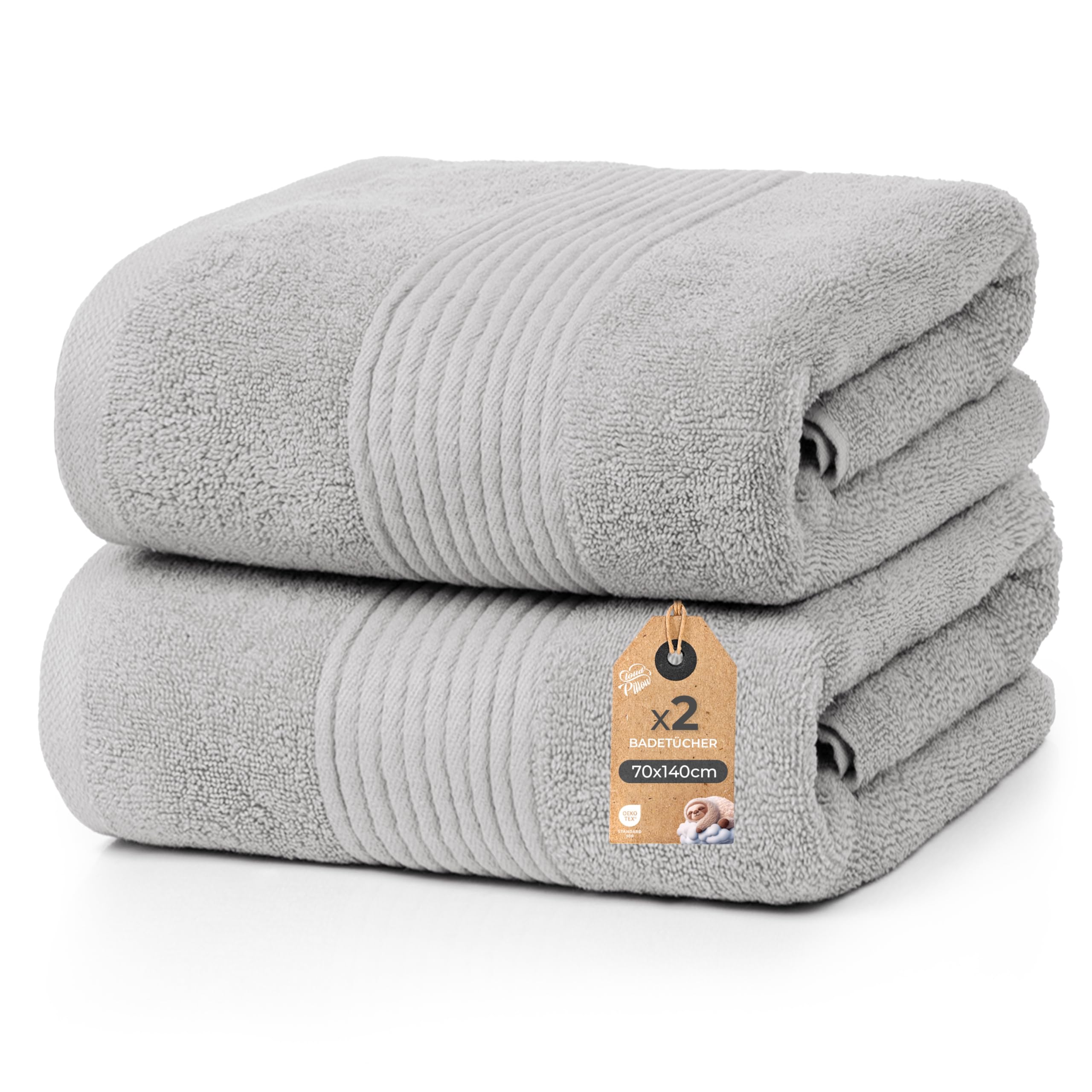 Cloud Pillow 2er Set Duschtücher 70x140 cm 100% Baumwolle, 500 g/m2 | Duschtuch, weich, saugstark und langlebig, Oeko-TEX, ideal für Bad & Wellness