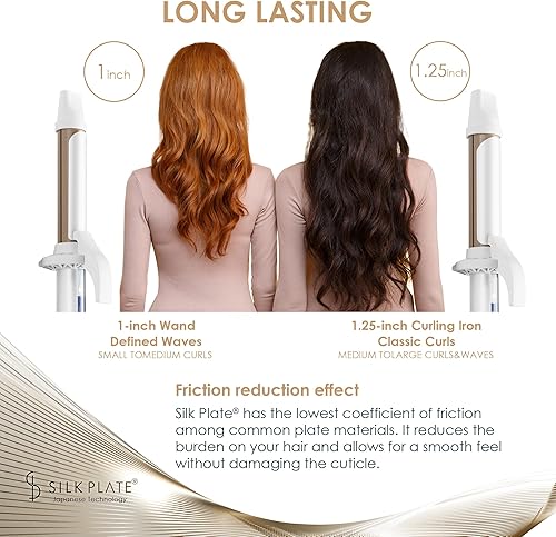 Miniatura 4 de KINUJO Rizador de 1.25 pulgadas  Varita rizadora profesional de peluquería de 1 14 pulgadas  Tecnología japonesa de placa de seda  Cero daño al