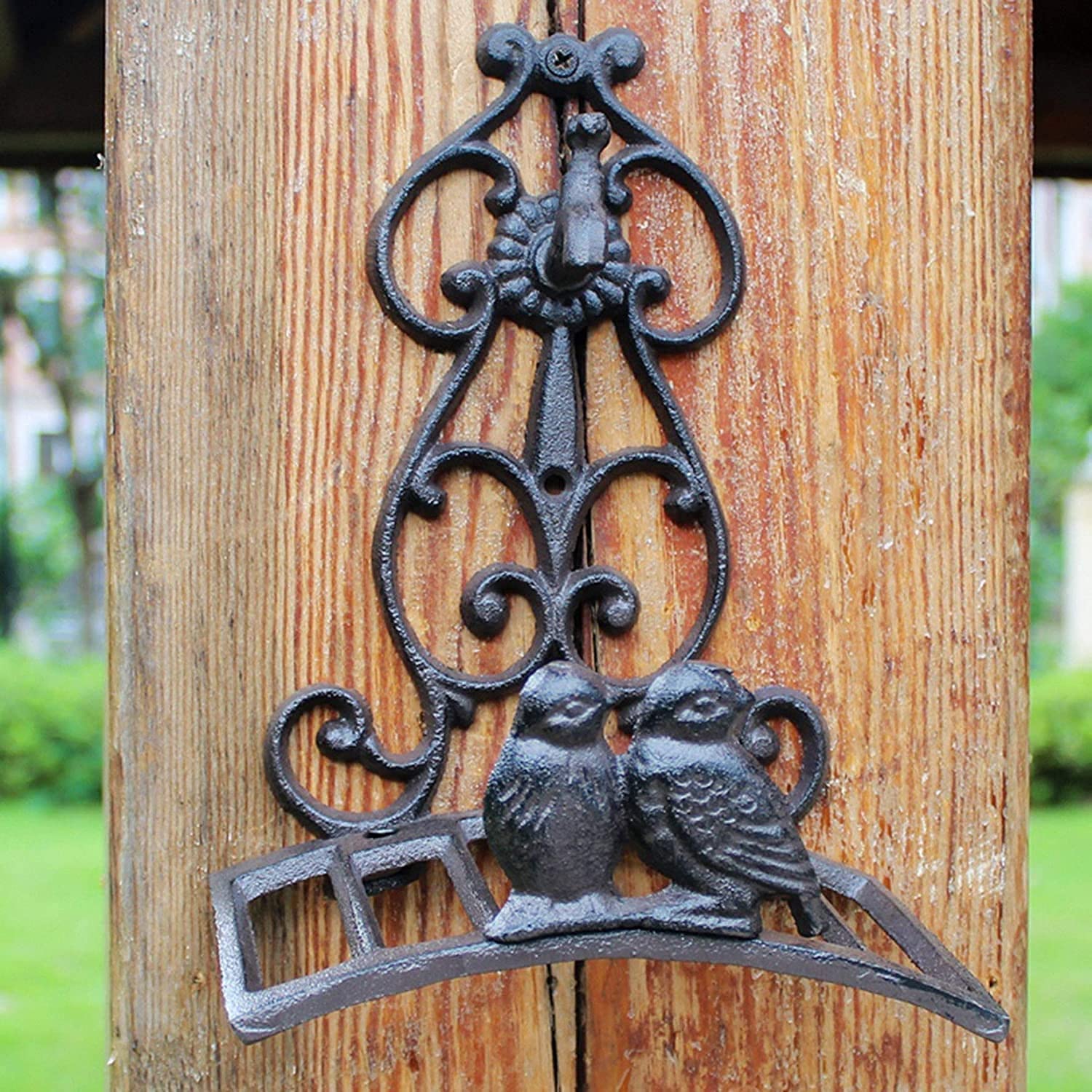 X&Z-XAOY Carrete De Soporte De Manguera Decorativo De Estilo Retro Soporte De Manguera De Jardín De Hierro Fundido De Alta Resistencia Dos Pájaros Almacenamiento De Manguera De Agua