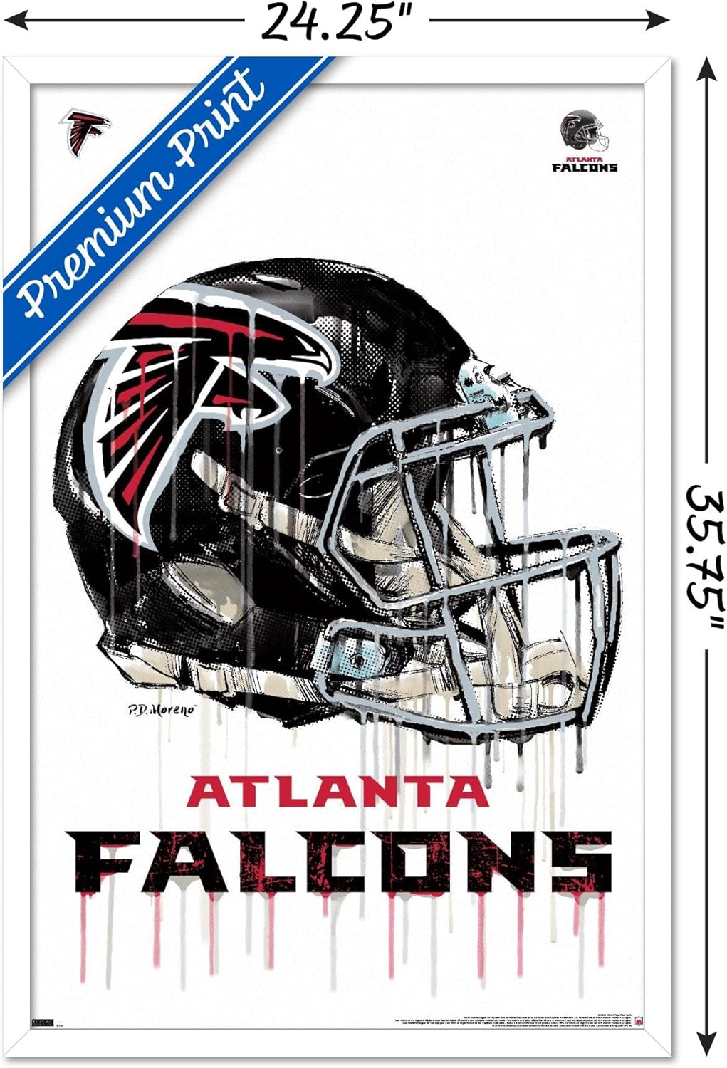 Trends International NFL Atlanta Falcons - Drip Helmet 20 Wall Poster, 22.375" x 34", White Framed Version