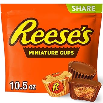 HERSHEY's Reese's Miniature Cups Milk Chocolate & Peanut Butter Share Pack, 297 Grams, Orange - image, photos