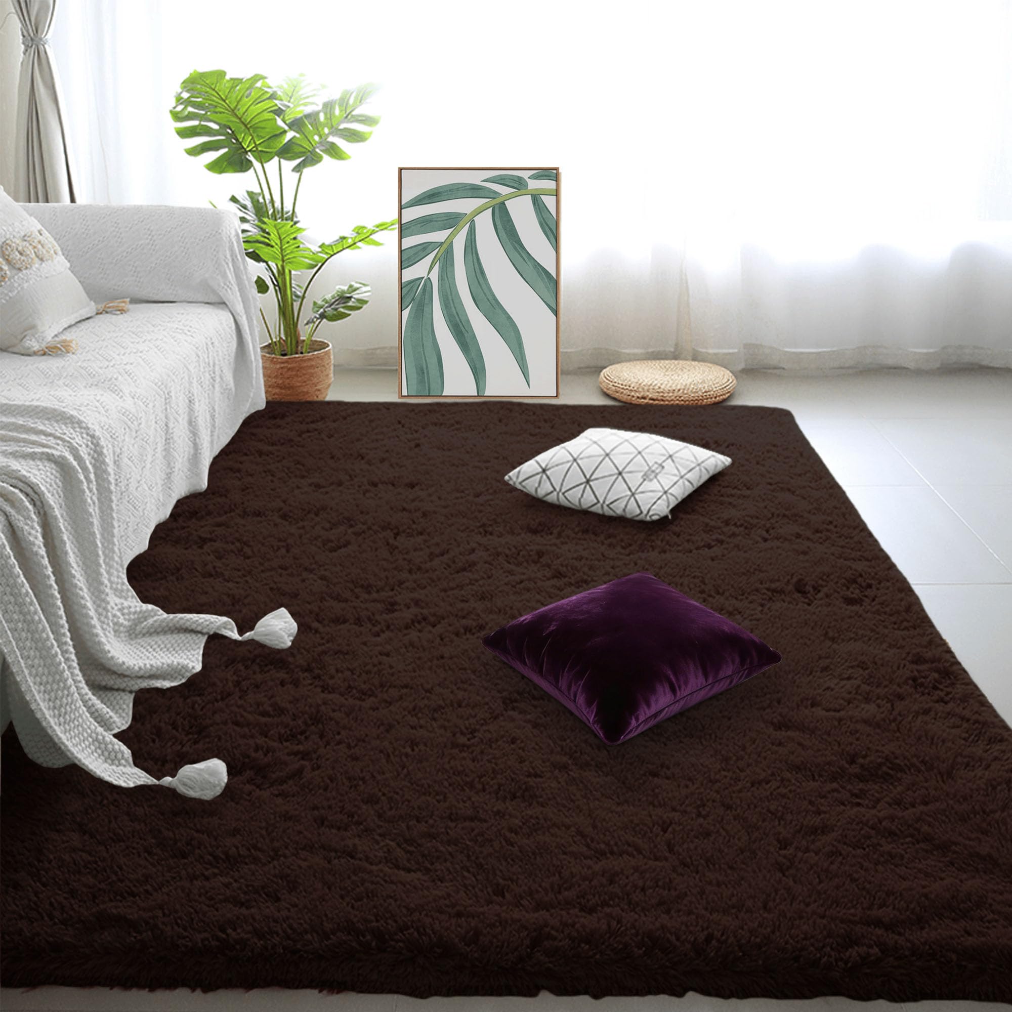Grand tapis de salon doux 300 x 380 cm grand format moderne pour chauffage sol