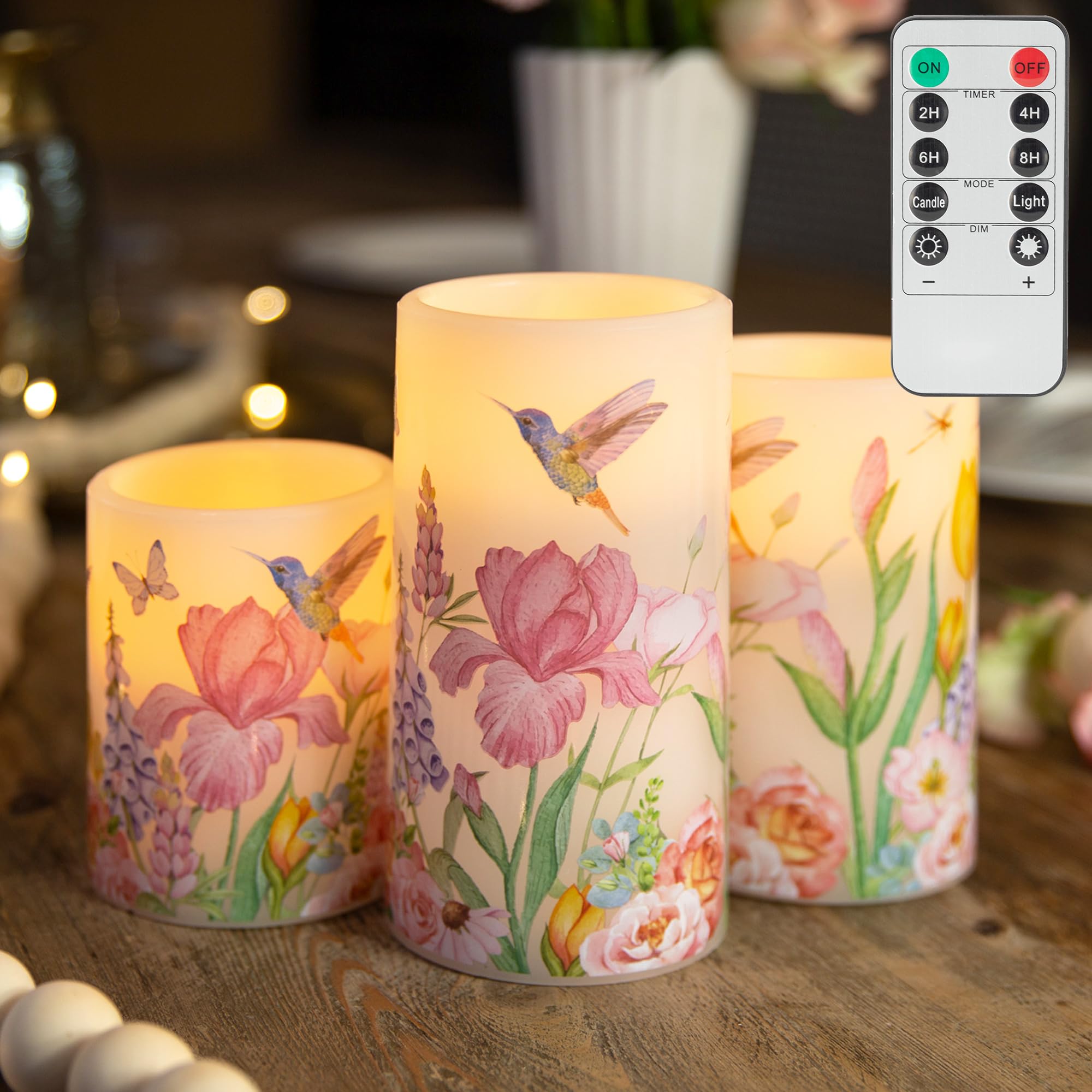 Flameless Candles with Remote, Hummingbird Battery Operated Candles