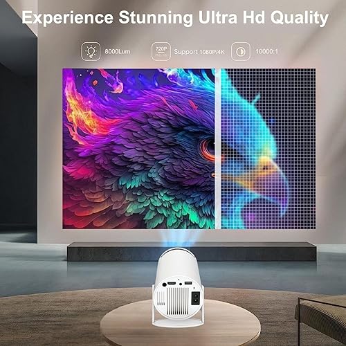 Miniatura 4 de Proyector, proyector portátil 4K UHD Pixi Beam con WiFi y Bluetooth, corrección trapezoidal automática giratoria de 180, diseño amigable con los