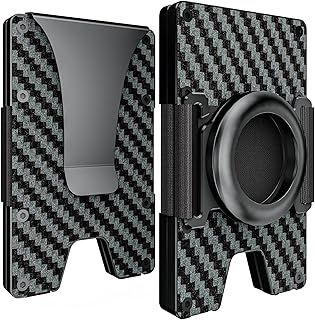 Men's Wallet for AirTag | Slim Air Tag Money Clip | Aluminum AirTag Card Holder | Minimalist AirTag Wallet | RFID Shield [2 Caps, Without AirTag]