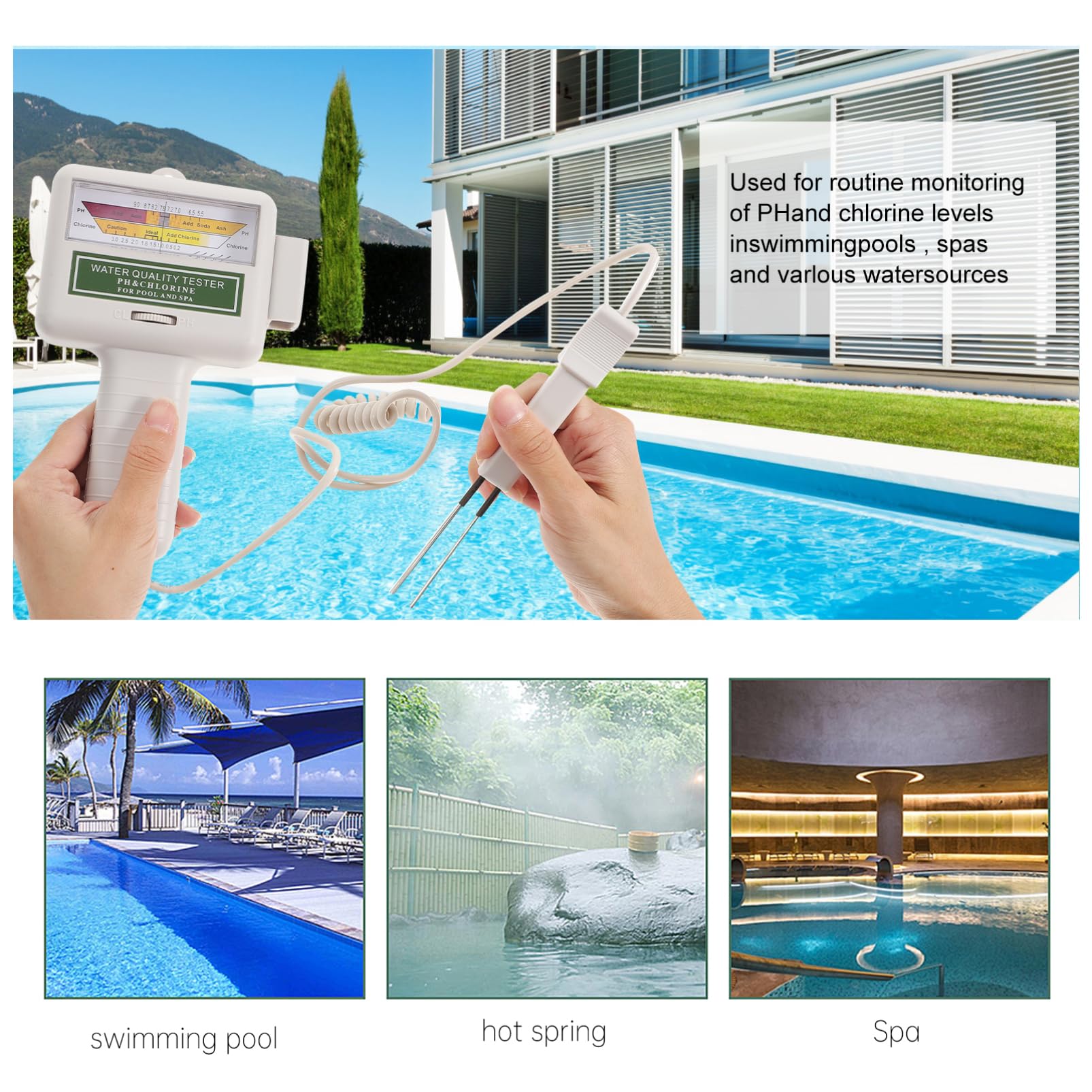 Probador de Calidad del Agua de Piscina Pc101 Pantalla Grande