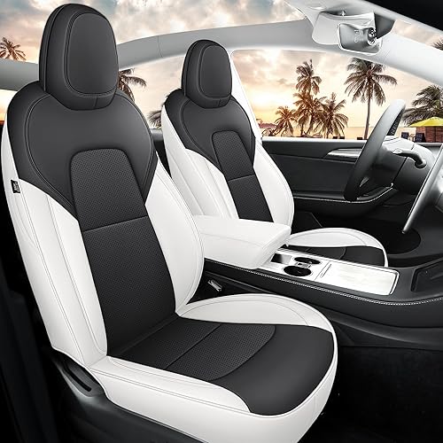 Miniatura 32 de Fundas de asiento para Tesla Modelo Y, funda de asiento de coche de Tesla, 12 piezas, impermeable, de piel de napa, totalmente envuelta