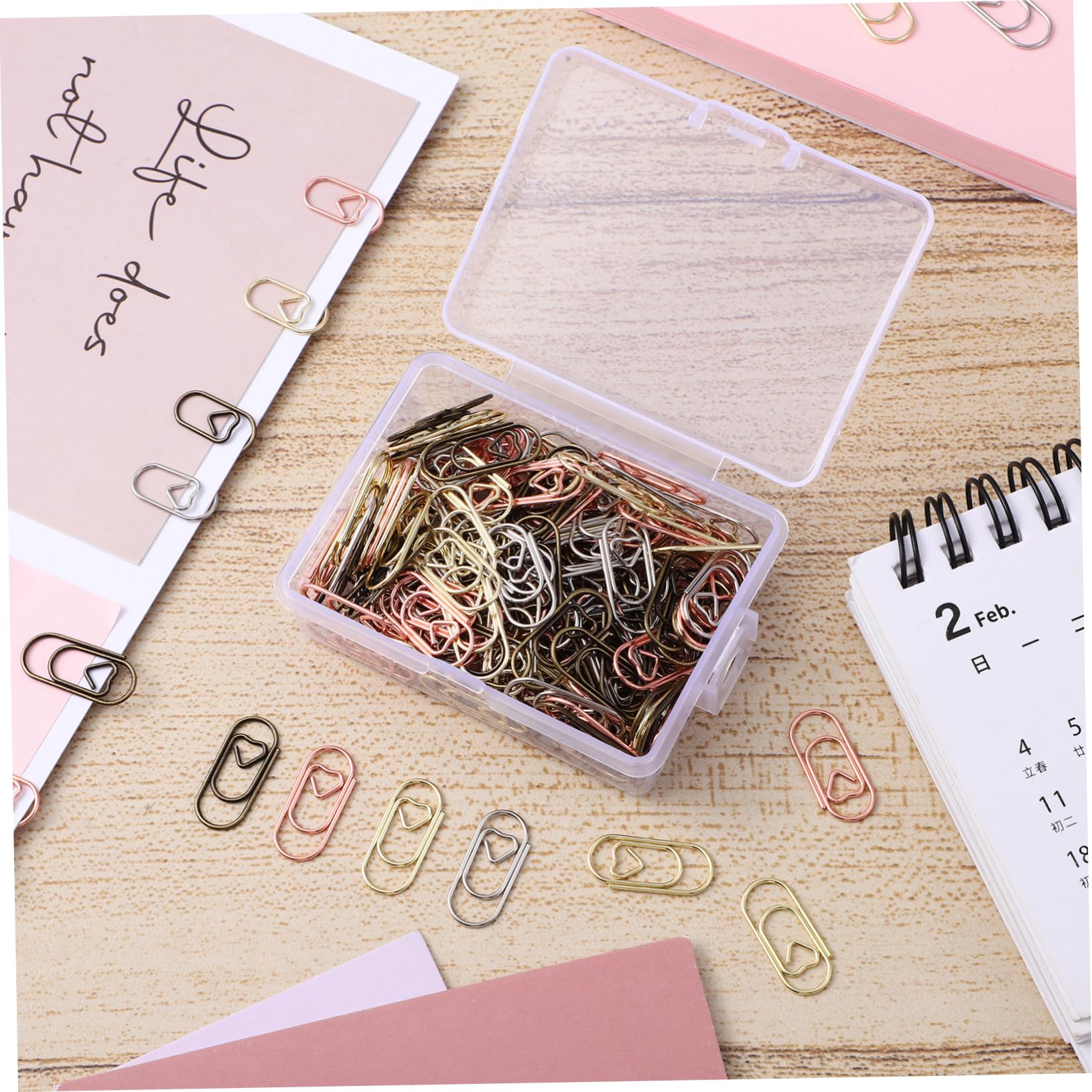 OSALADI 5 Set Mini Love Paper Clip Dovere Novità A Forma Di Spillo Chiave Forniture Per Ufficio Di Moda Scrivania Minuscolo Graffetta Per Fogli Colorato Creazione Metallo 200 Pezzi * 5