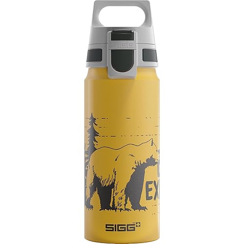 SIGG - Botella de agua para niños - WMB ONE Brave Bear Yellow - A prueba de fugas - Ligera - Sin BPA - Deportes y Bicicleta - 20 Oz
