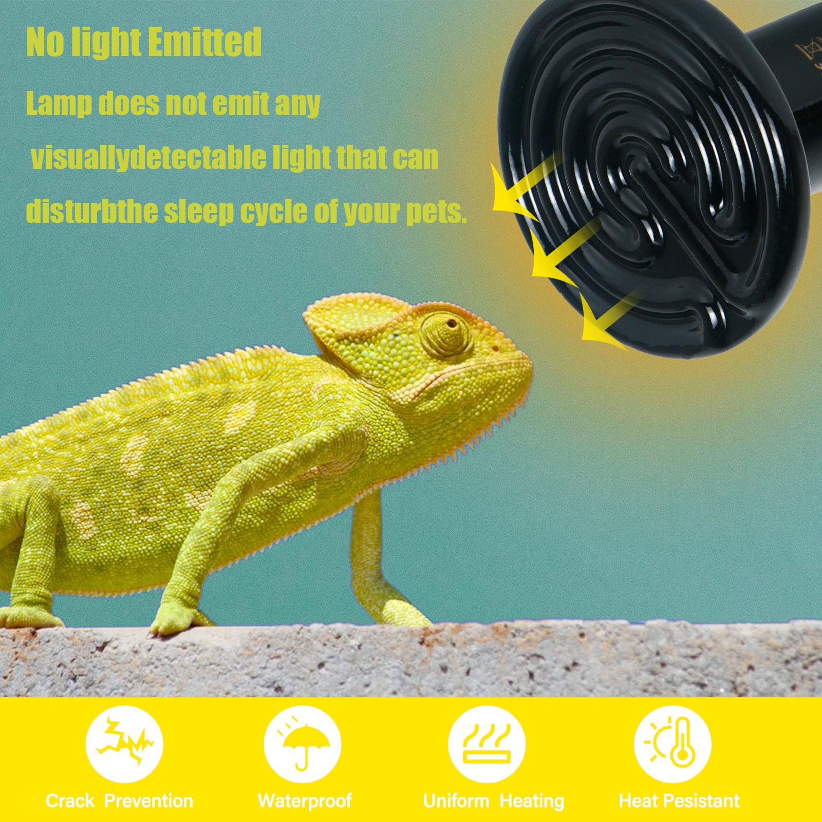 GVWRATW 0.25 inch(75mm) Ceramic Heat Emitter Bulb 2 Pack for Reptiles – No Light Infrared Heat Lamp for Lizards, Snakes, Bearded Dragons – Safe Nighttime Heating for Terrariums & Outdoor Pet Brooders - image 5