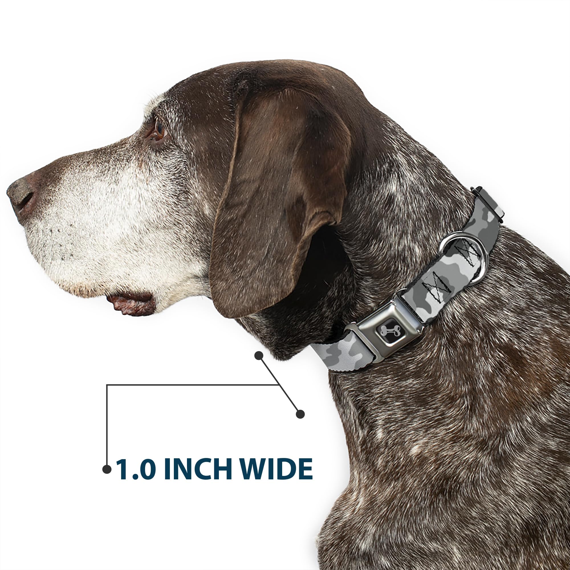 Buckle-Down Obroża dla psa z klamrą pasa bezpieczeństwa - biały moro - szerokość 3,8 cm - pasuje na szyję 45-81 cm - L
