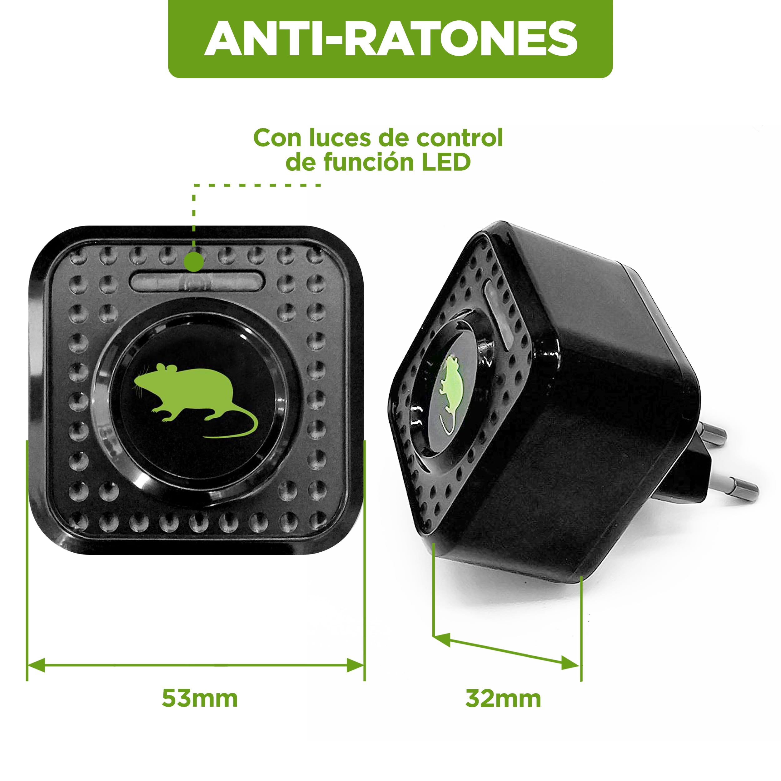 ISOTRONIC Repelente ultrasónico para Ratones y Ratas – Repelente de plagas para Interiores con luz Nocturna – Disuasivo para Ratones sin Veneno ni trampas – Alcance Efectivo de 30 m² (5 Unidades)