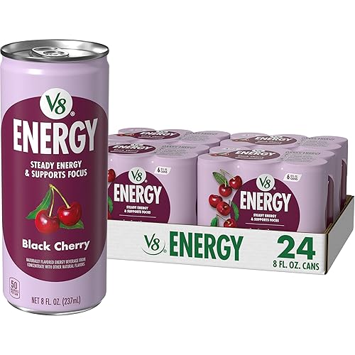 Miniatura 20 de V8 Energy Zero Sugar Blueberry Raspberry, lata de 8 onzas líquidas (paquete de 6)