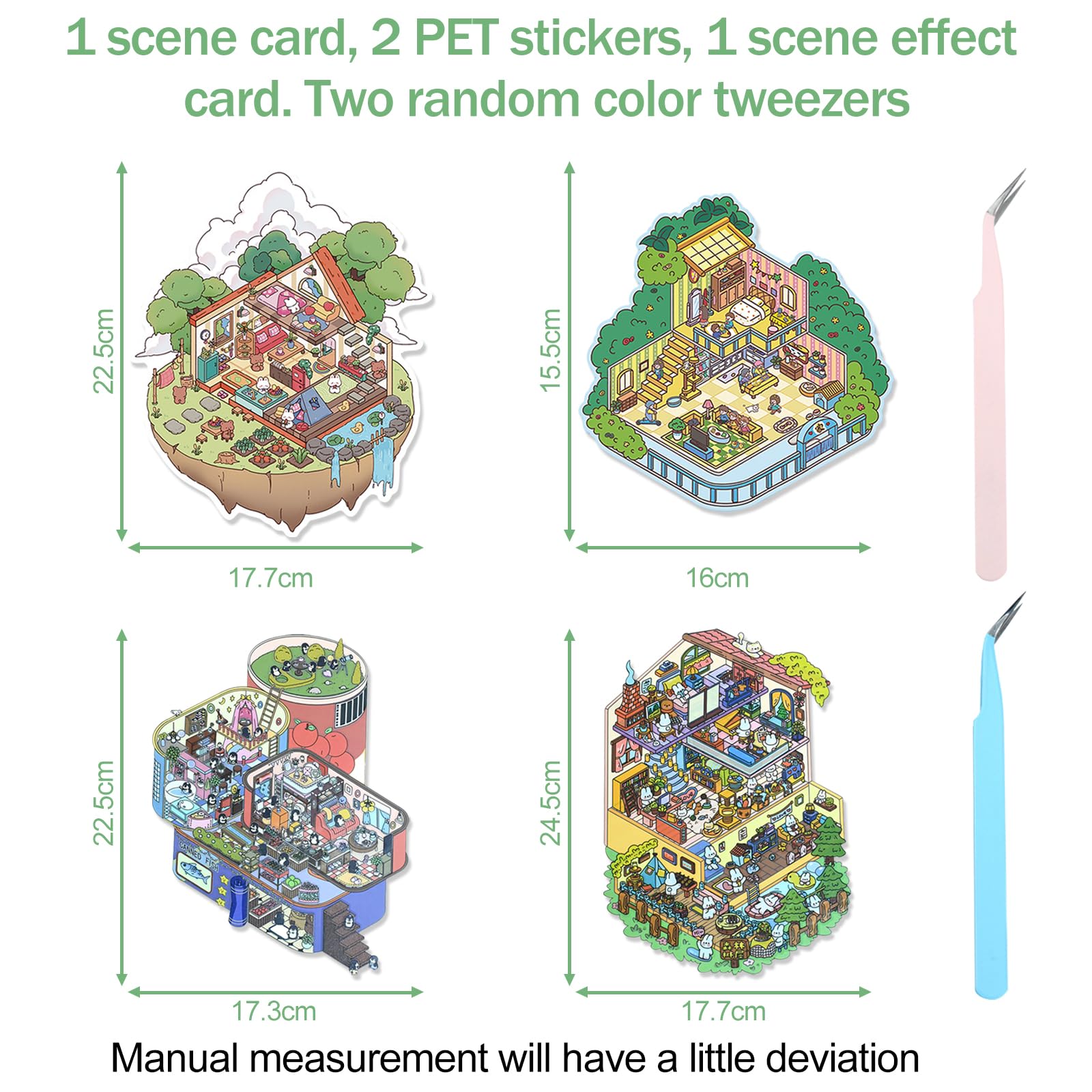 TYXHXTF 4PCS 3D House Stickers, DIY 3D Treehouse Party Stickers, 3D Sticker Scene, Fun DIY Sticker Scene - Image 2