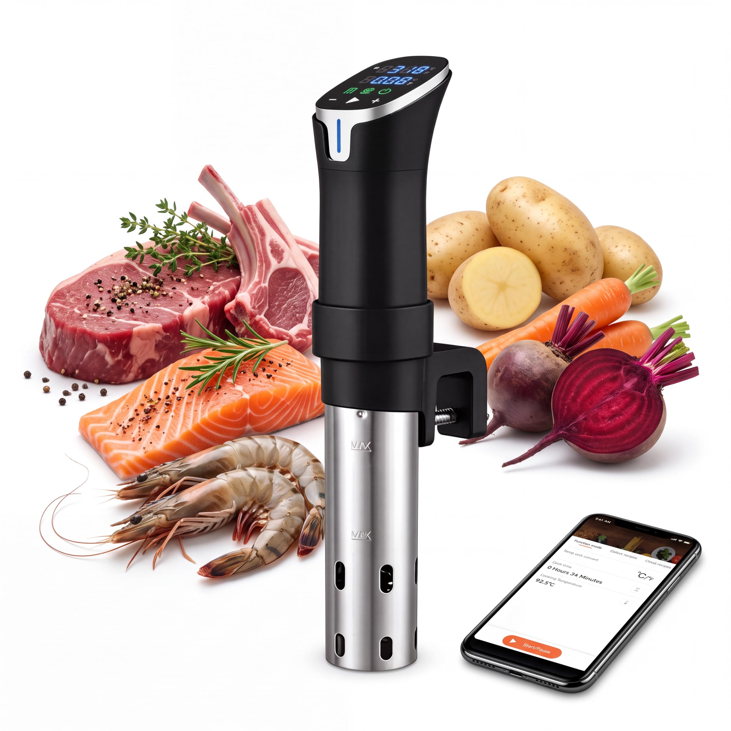 Roame Cuiseur Sous Vide 1100W, WiFi App, Thermoplongeur LCD, IPX7