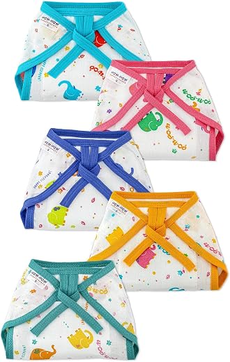 pom-pom SWEET HEARTS Tie up Nappy For Babies, Reusable, Washable Soft Muslin Cotton Nappy/Langot for New Born Baby | Gentl...