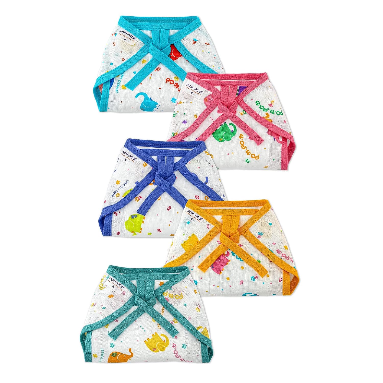pom-pom SWEET HEARTS Tie up Nappy For Babies, Reusable, Washable Soft Muslin Cotton Nappy/Langot for New Born Baby | Gentl...