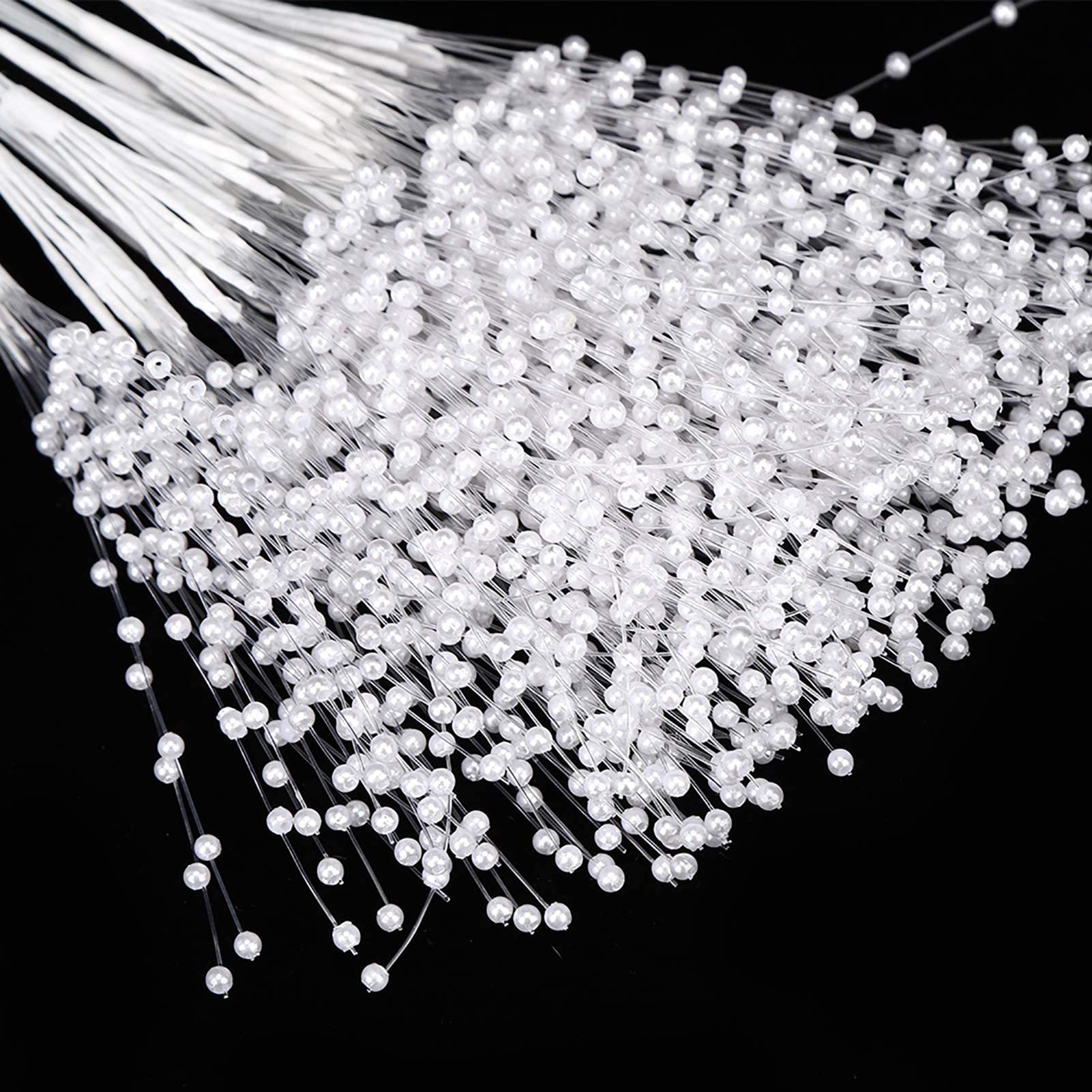 HERCHR Bouquet da Sposa, Perle bastoni per Albero di Natale Piccolo Vaso, 100 Pezzi Spray di Perle Steli di Perle Spray di Fiori per la Casa di Nozze Decorazione, Fiore Filo Perla Bianco Bouquet
