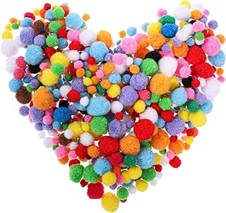Assorted Size Pompoms for Crafts 300 Pcs Colorful Pom Poms Craft 10mm-25mm Making Multi Colors High-Elastic Mini Pom Poms Soft and Fluffy Arts and Crafts for Creative Craft Art DIY Material