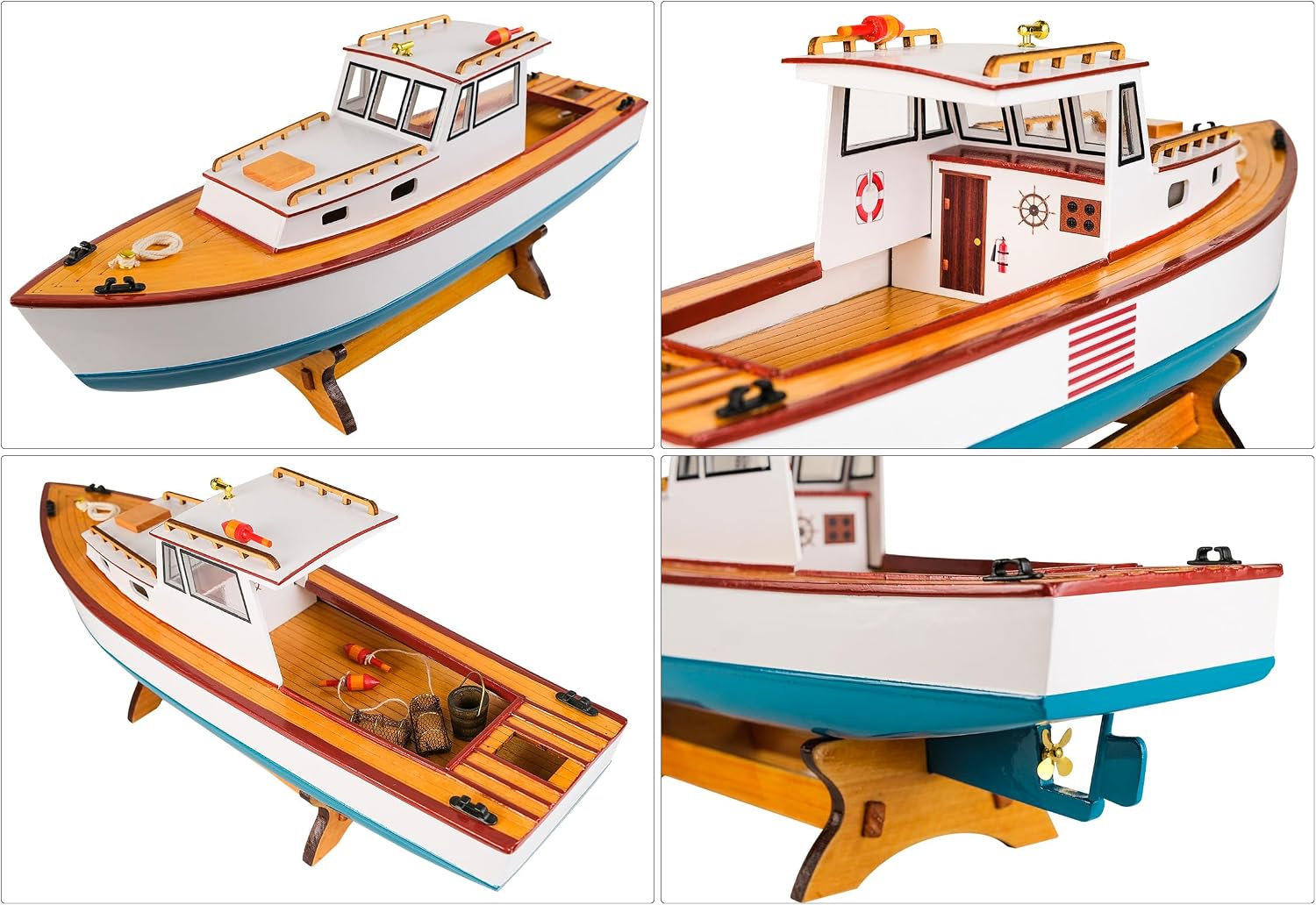 SAILINGSTORY Wooden Classic Lobster Boat Model Boat Decor Ship Model Nautical Decoration