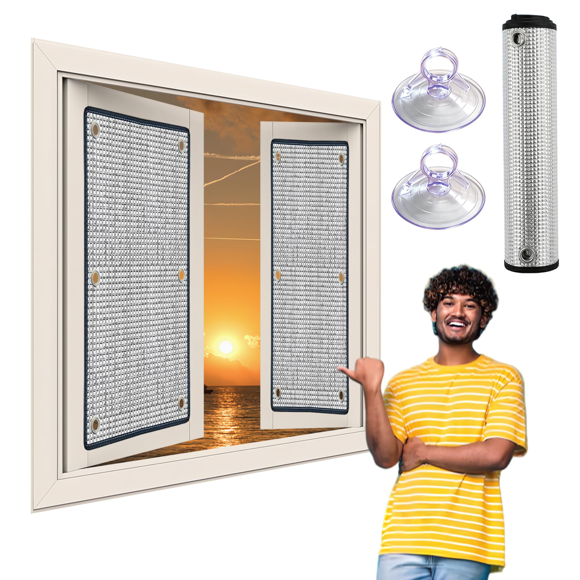 Fensterfolie Sonnenschutz 125 x 190 cm Hitzeschutz Isolierfolie Kälteschutz Ohne Bohren für Fenster Dachfenster Garage, Silber