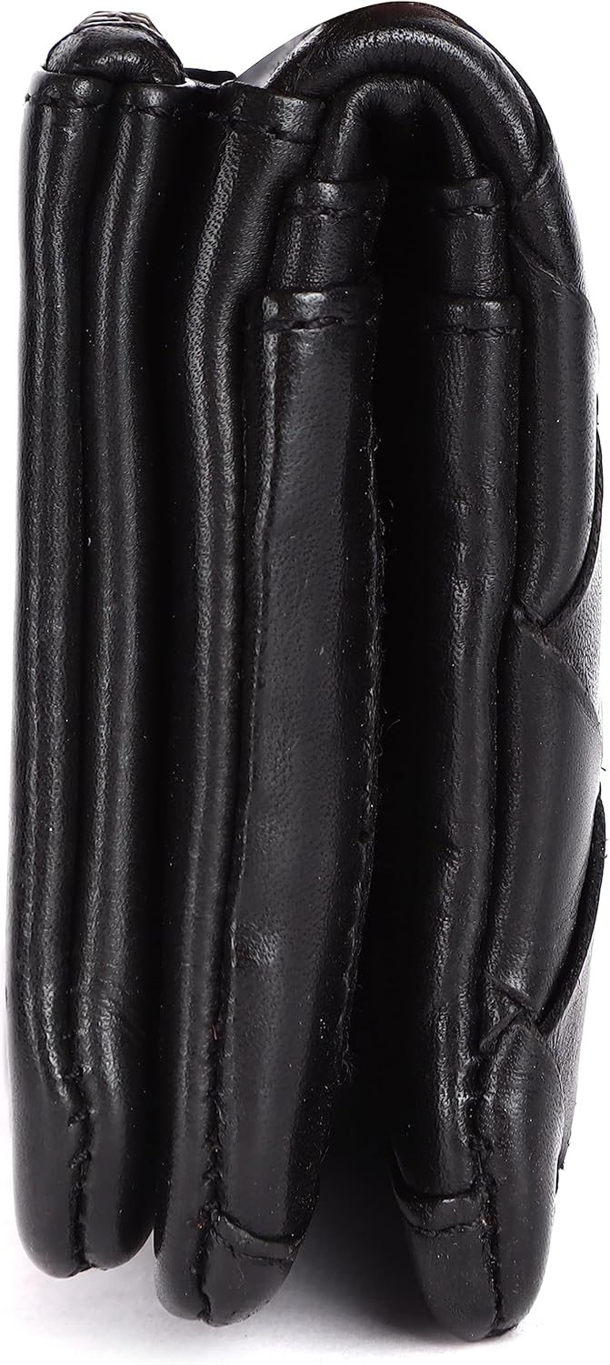 Genuine Leather Wallets for Women, Small Wallet for Ladies Zipper Coin Purse Credit Card Holder with Strap (VL-167-BLACK) - Image 7