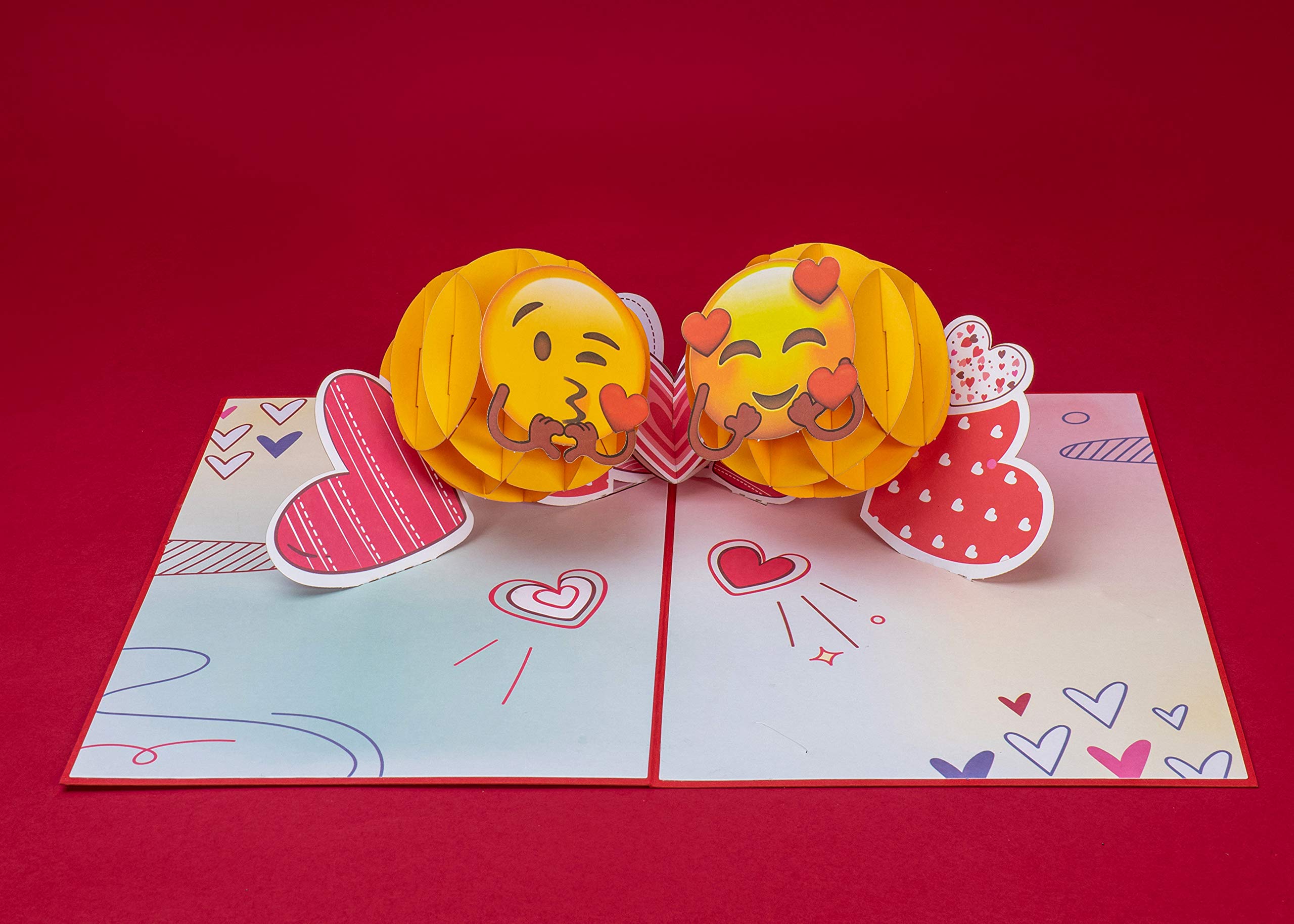 PaperLove - Tarjeta desplegable para el día de San Valentín, emojis de amor, tarjetas de felicitación 3D hechas a mano para el día de San Valentín, boda, aniversario, amor, romance, todas las