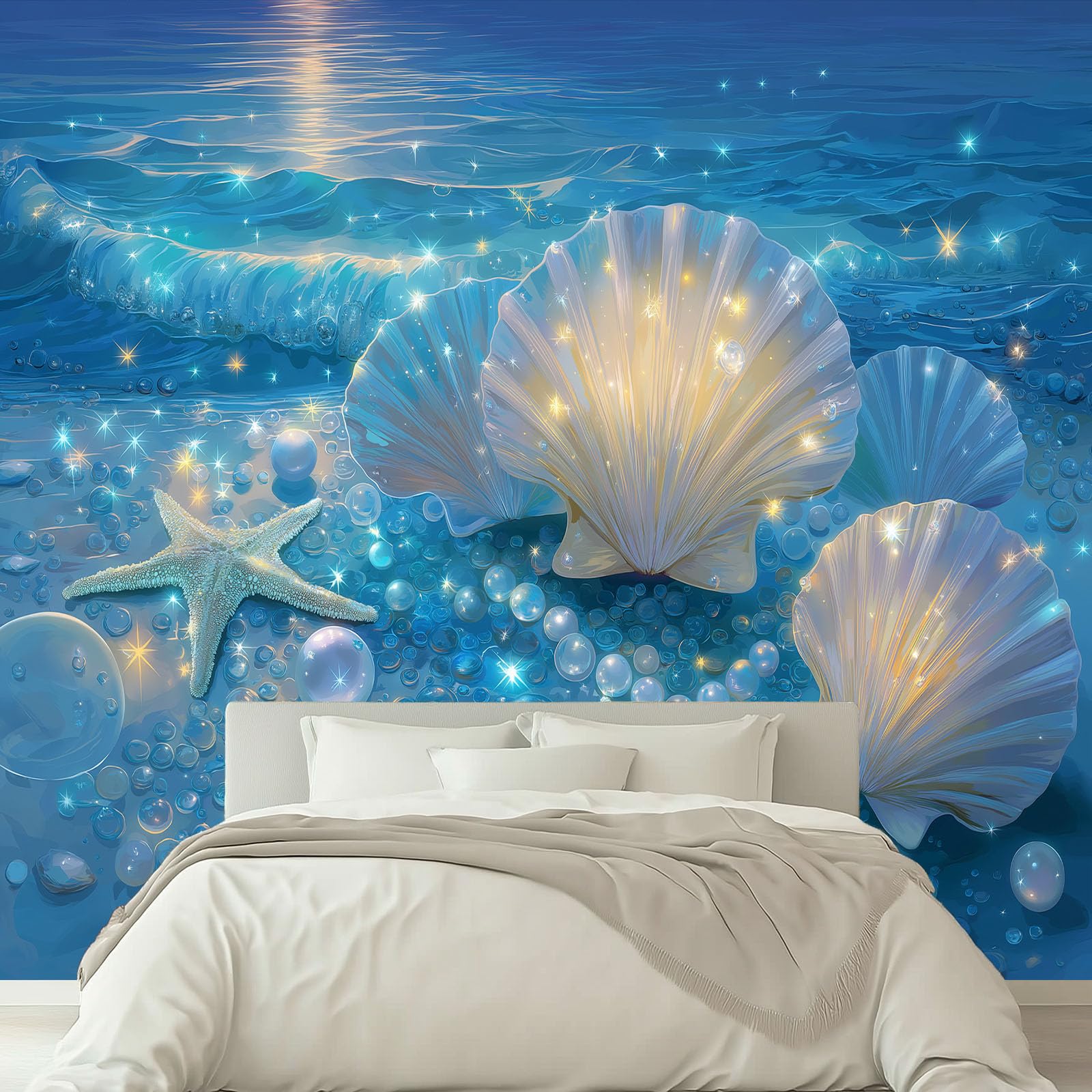 Vlies-fototapete Seestern Perlen, 400x280 cm (BxH) 3D Effekt Wandbild
