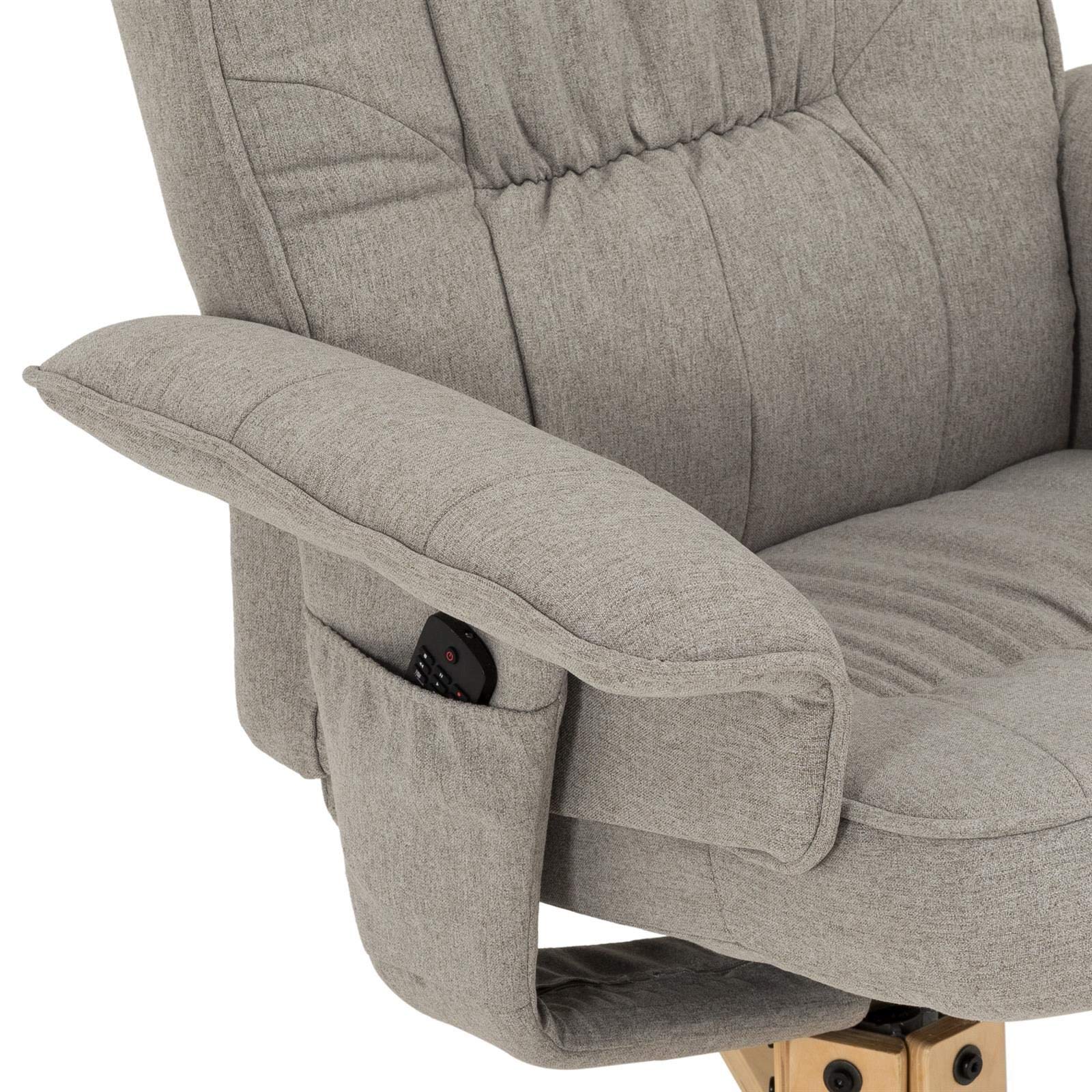 IDIMEX Fauteuil de Relaxation Charly avec Repose-Pieds Pouf, siège pivotant et Dossier inclinable, Assise rembourrée Confortable et Relax, revêtement en Tissu Gris