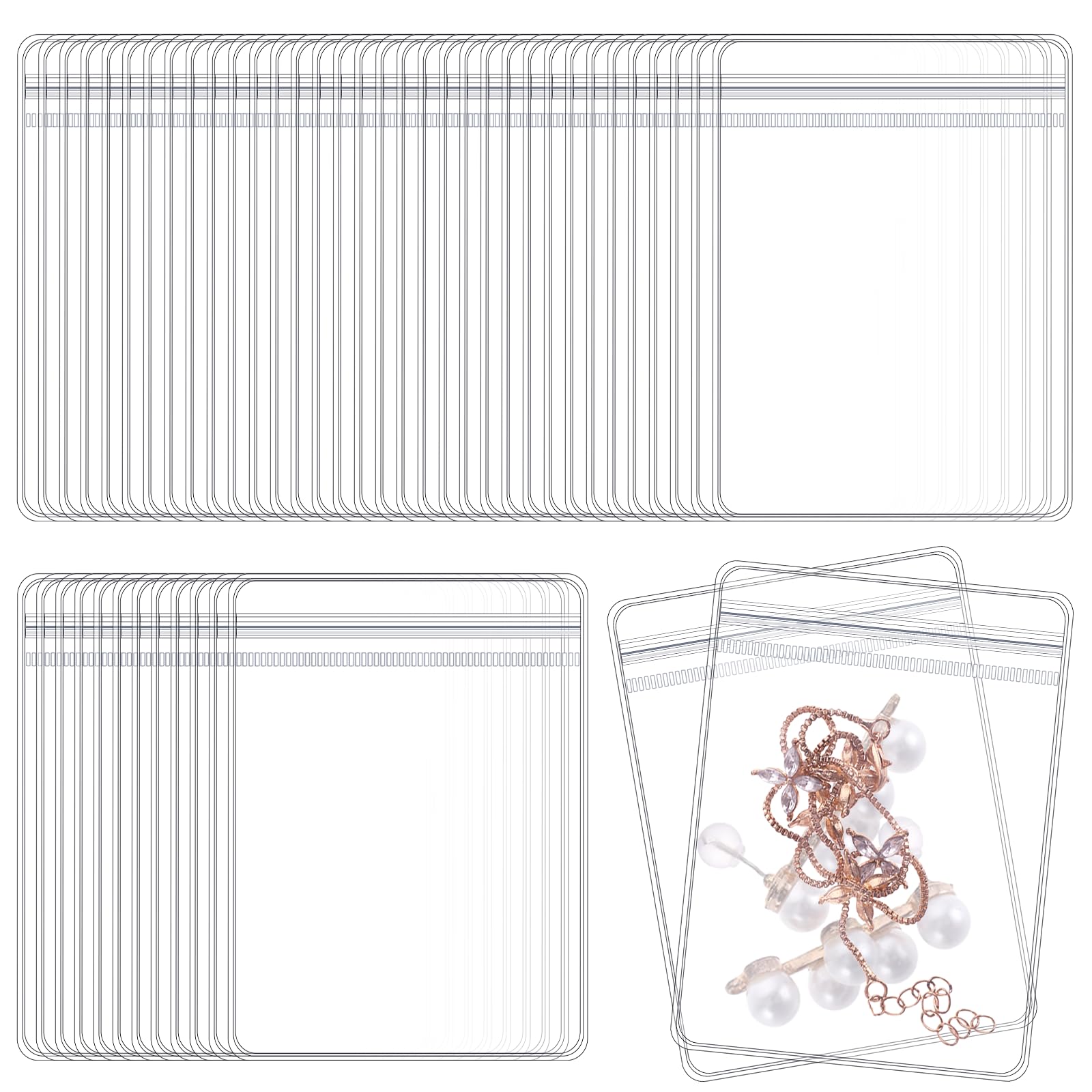 KALIONE80 Pcs PVC Jewelry Bags Clear Self Seal Jewelry Pouch, Plastic Jewelry Bags Clear Zipper Bag Anti Oxidizing Lock Pouches for Earrings Rings Necklace Jewelry Packing Bags
