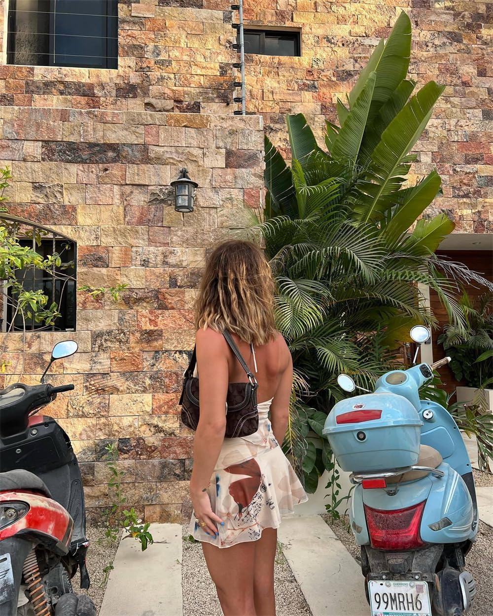 ksotutm Sexy 2 Piece Skirt Sets for Women Floral Print Halter Tank Tops Mini Skirt Summer Beach Casual Outfits - Image 5