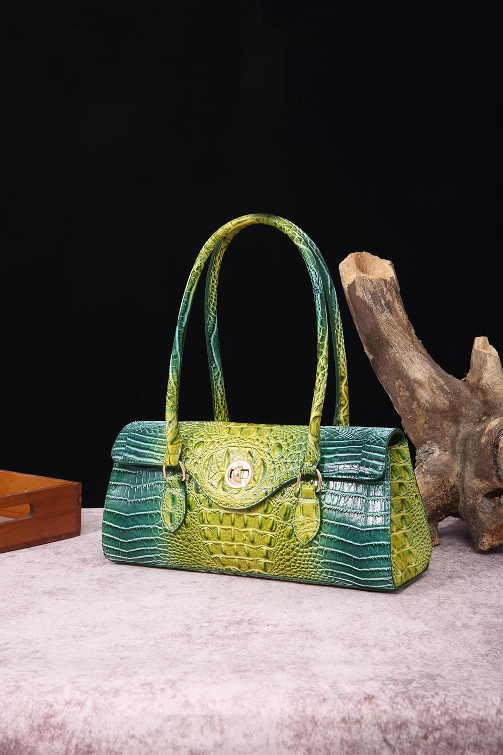 Leather Crocodile Pattern Top Handle Handbag for Women High-value Satchel Tote Purse for Ladies - Image 8