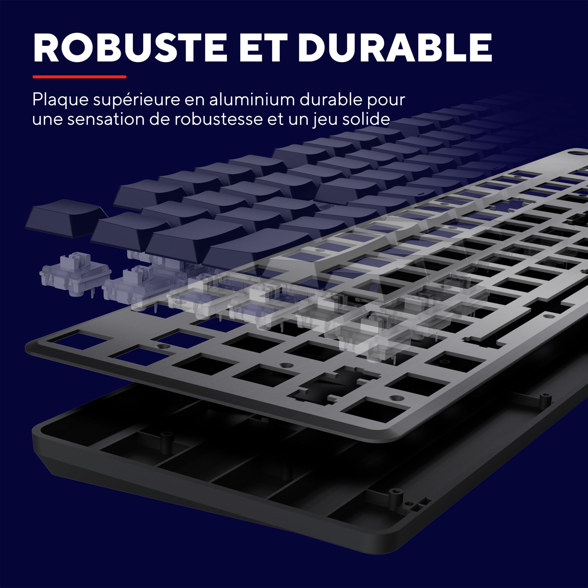 Trust Gaming GXT 868 Torix Clavier Mécanique sans Fil AZERTY Français, Clavier Gamer Rechargeable RGB 2.4GHz, Batterie 100 Heures, Commutateurs Huano Linéaires, Programmable, PC Portable