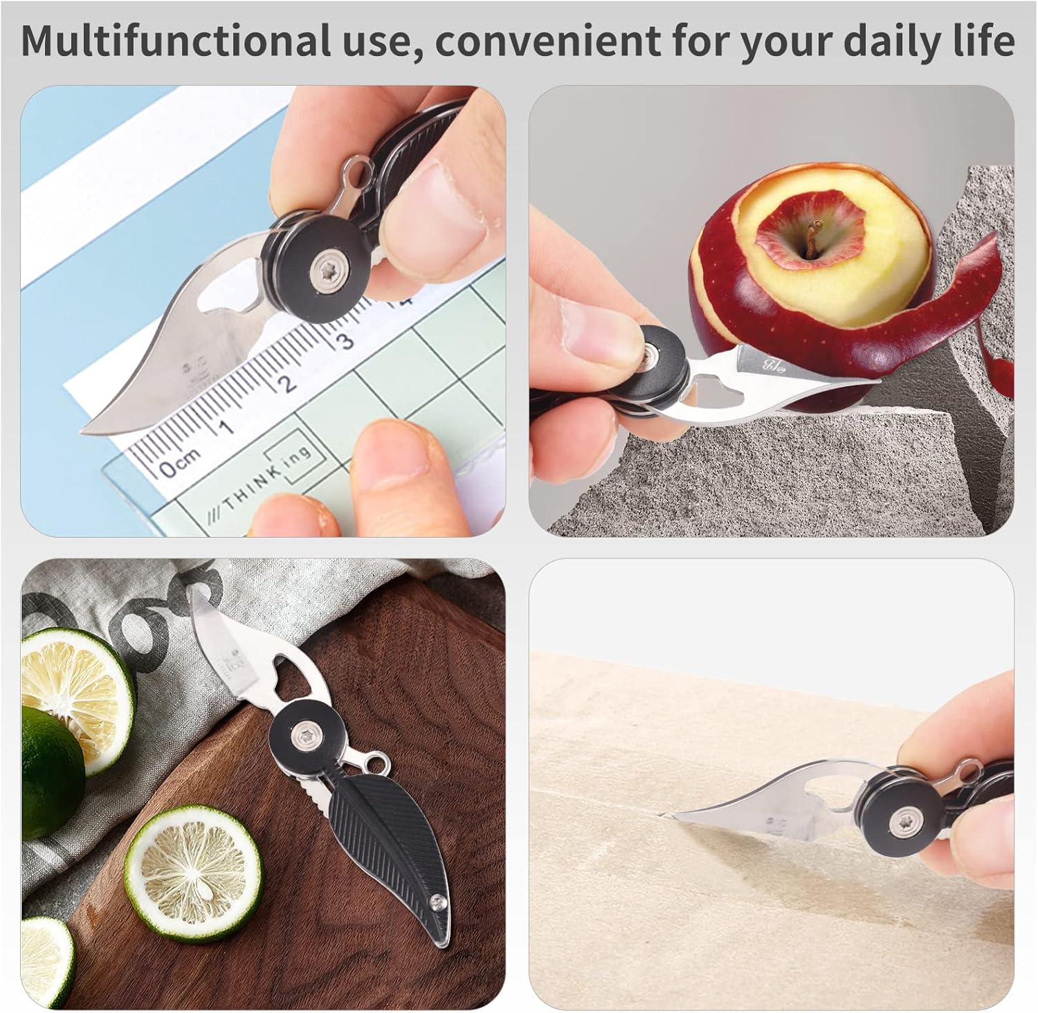 Mini Pocket Knife Set, EDC Knife with Chain, Cool Gadgets, Cute Key Accessories, Creative Gift for Women (Black)