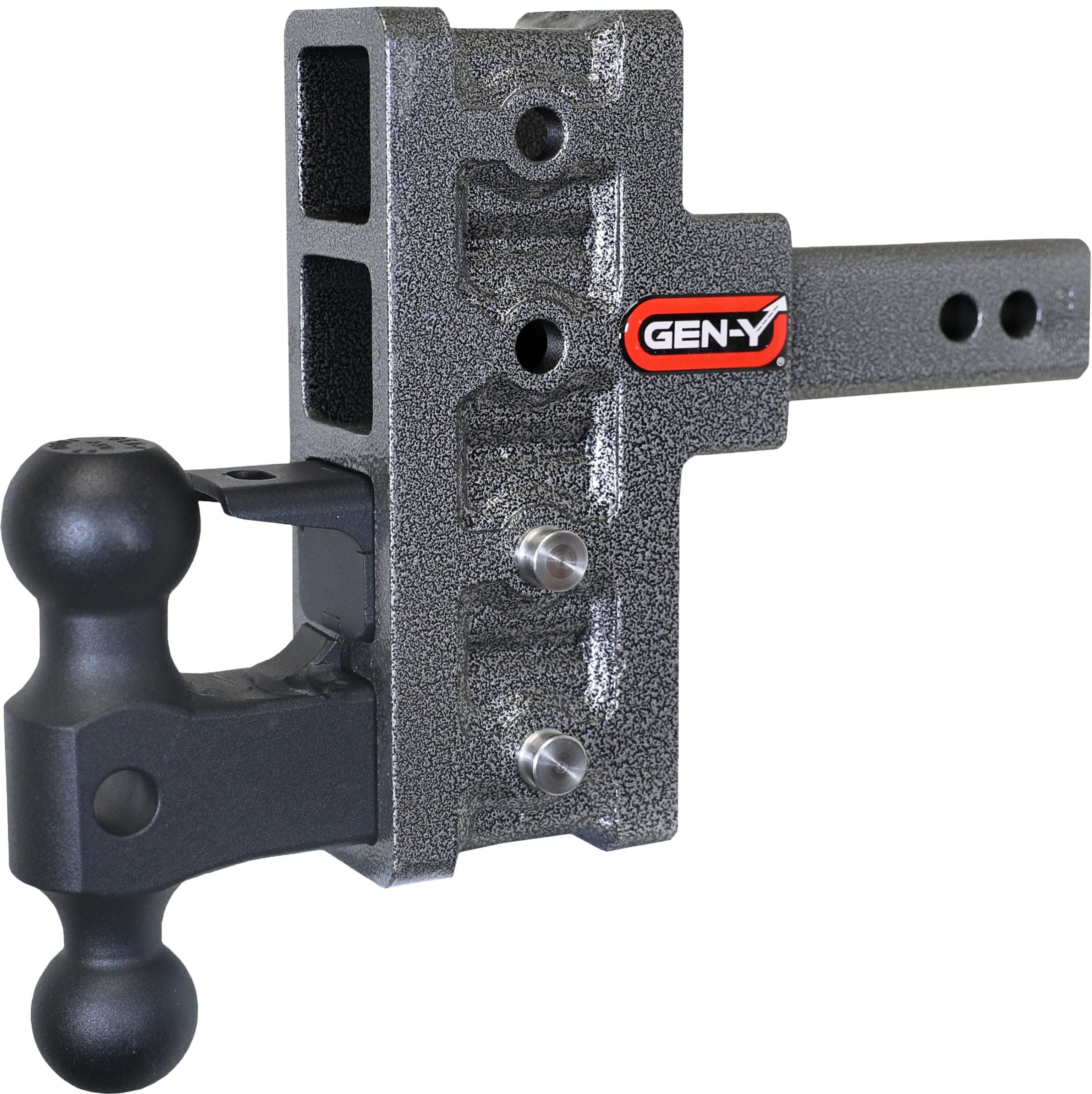 GEN-Y Hitch Adjustable 5" Offset Drop Hitch with GH-051 Dual-Ball, GH-032 Pintle Lock for 2" Receiver - 16,000 LB Towing Capacity - 2,000 LB Tongue Weight