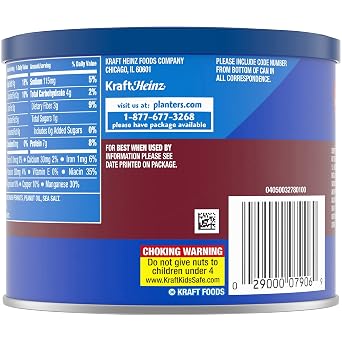 Planters Redskin Spanish Peanuts with Sea Salt 12.5oz Can (Pack of 4)