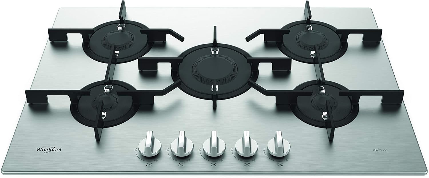 Whirlpool PMW75D2IXL BuiltIn Gas Hob, 75cm wide, 5 burners, Stainless
