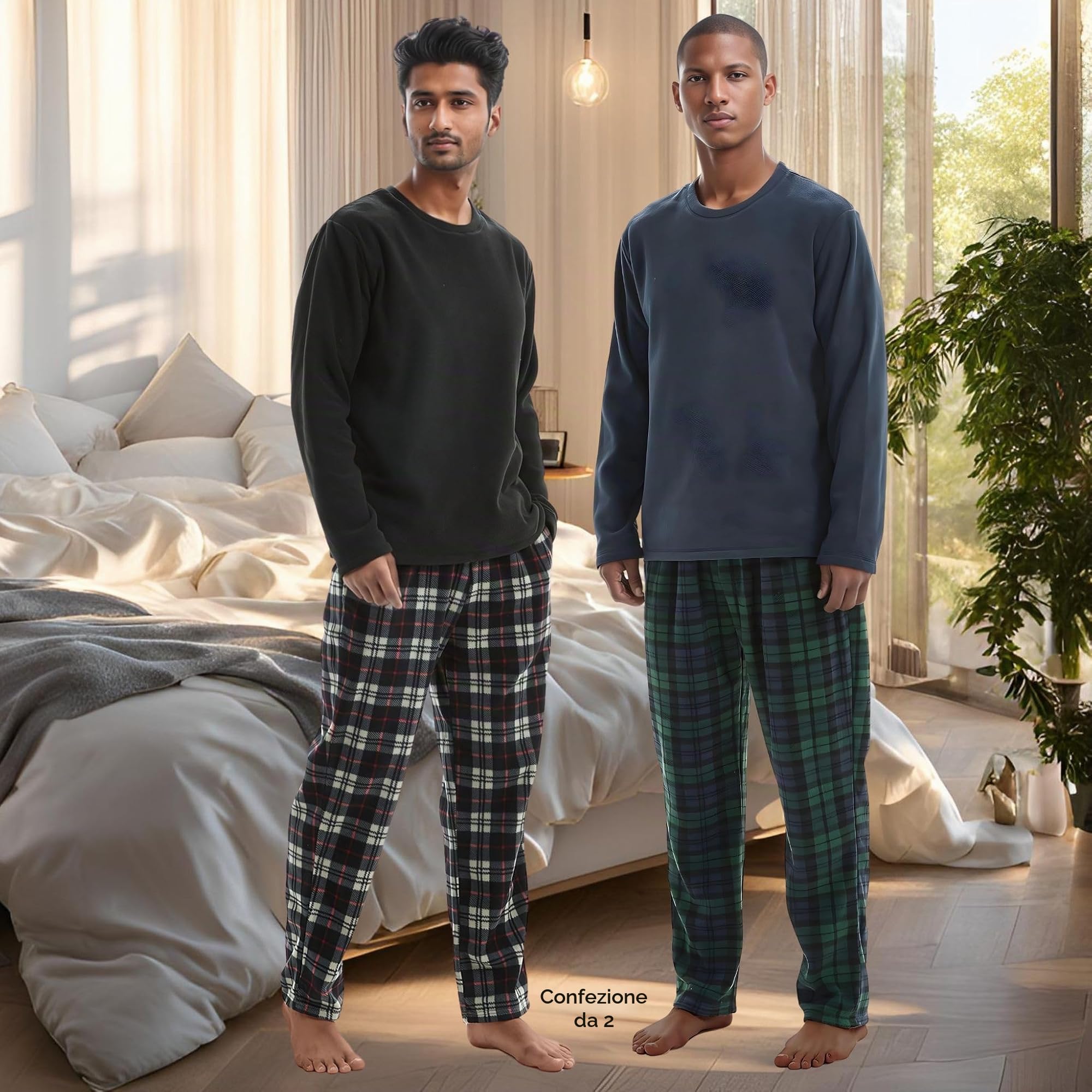 Set Pigiama Termico da Uomo, Caldo Pile Polare, Abbigliamento da casa