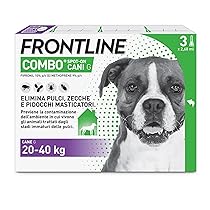 FRONTLINE Combo, 3 Pipette, Cane Taglia L (20 – 40 Kg), Antiparassitario per Cani e Cuccioli di Lunga Durata, Protegge il Cane e Anche la Casa da Pulci, Zecche, Uova e Larve, Antipulci 3 Pipette