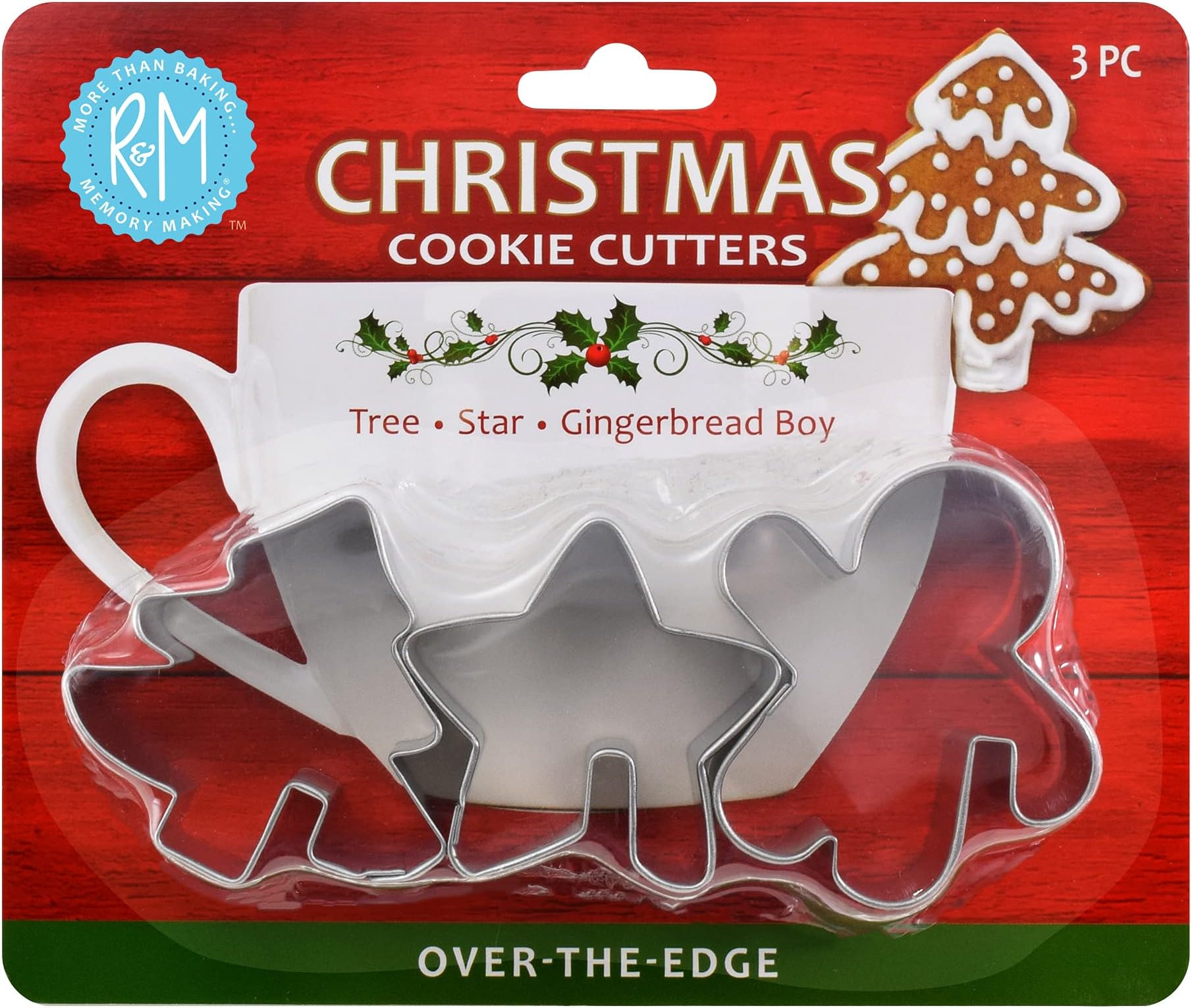 R&M International Christmas Over The Edge Set, 3 Pieces Cookie Cutters, Normal, Stainless Steel